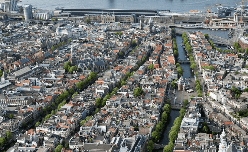 O centro da cidade em Amsterdã O centro da cidade em Amsterdã